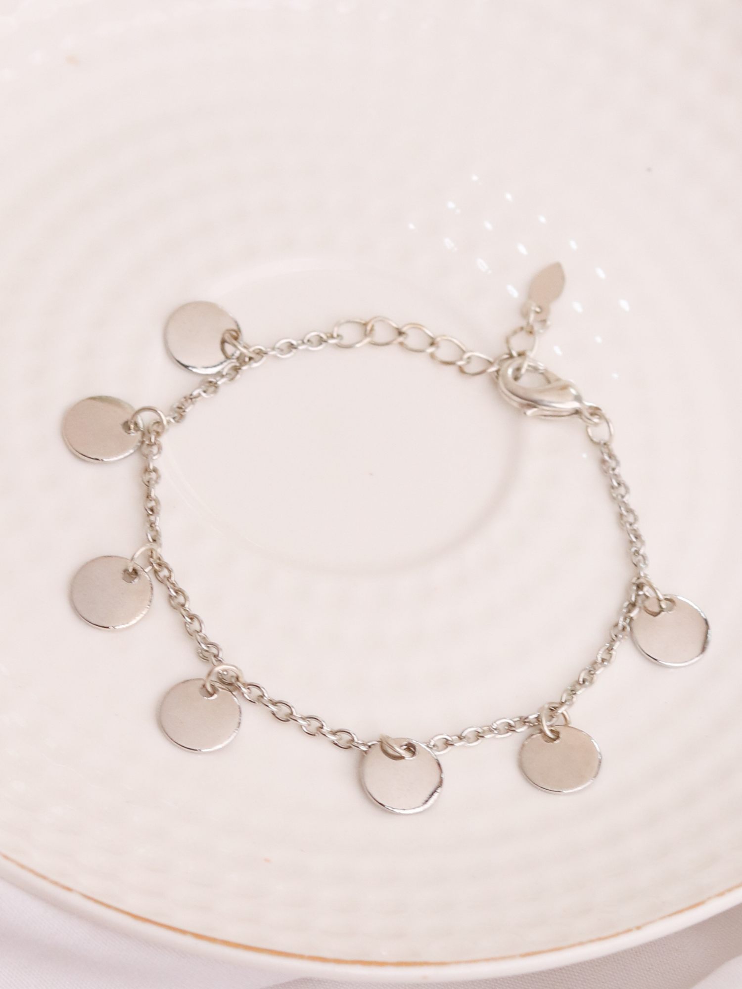 Round Charm Bracelet Silver Plated