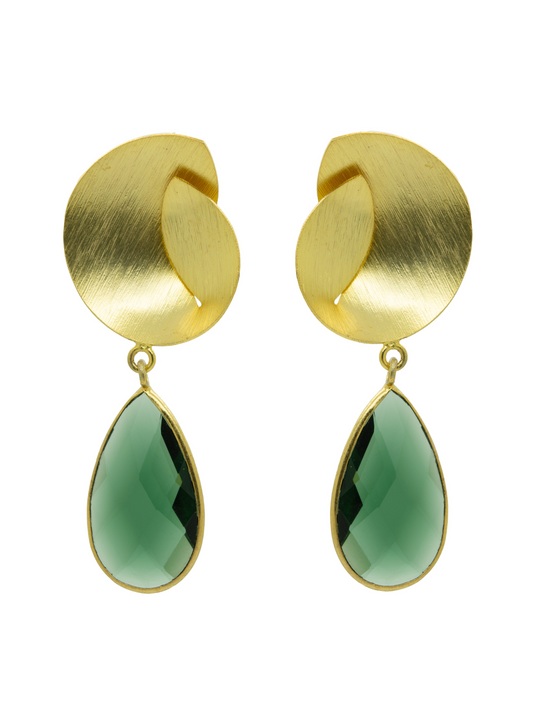 Handcrafted Gold Plated Bottle Green Paan Stone Earring