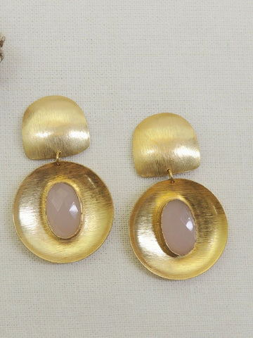 Designer Gold Plated Light Pink Earring