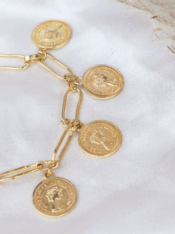Handcrafted Gold Plated Coin Bracelet