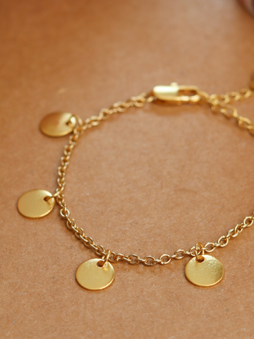 Round Charm Bracelet - Gold Plated