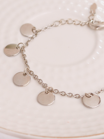 Round Charm Bracelet - Silver Plated