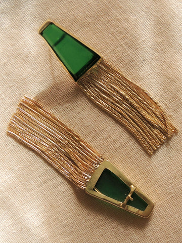 Western Green Transparent Chain Earring