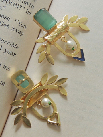 Handmade Gold Plated Leaves Studs