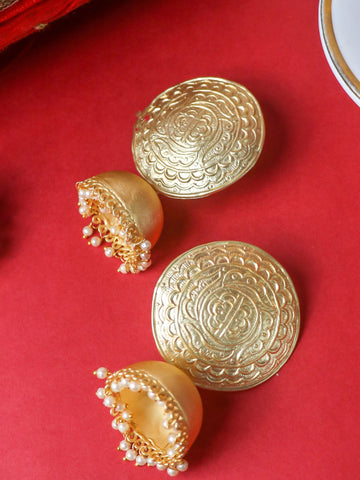 Traditional Handcrafted Matte Gold Jhumki