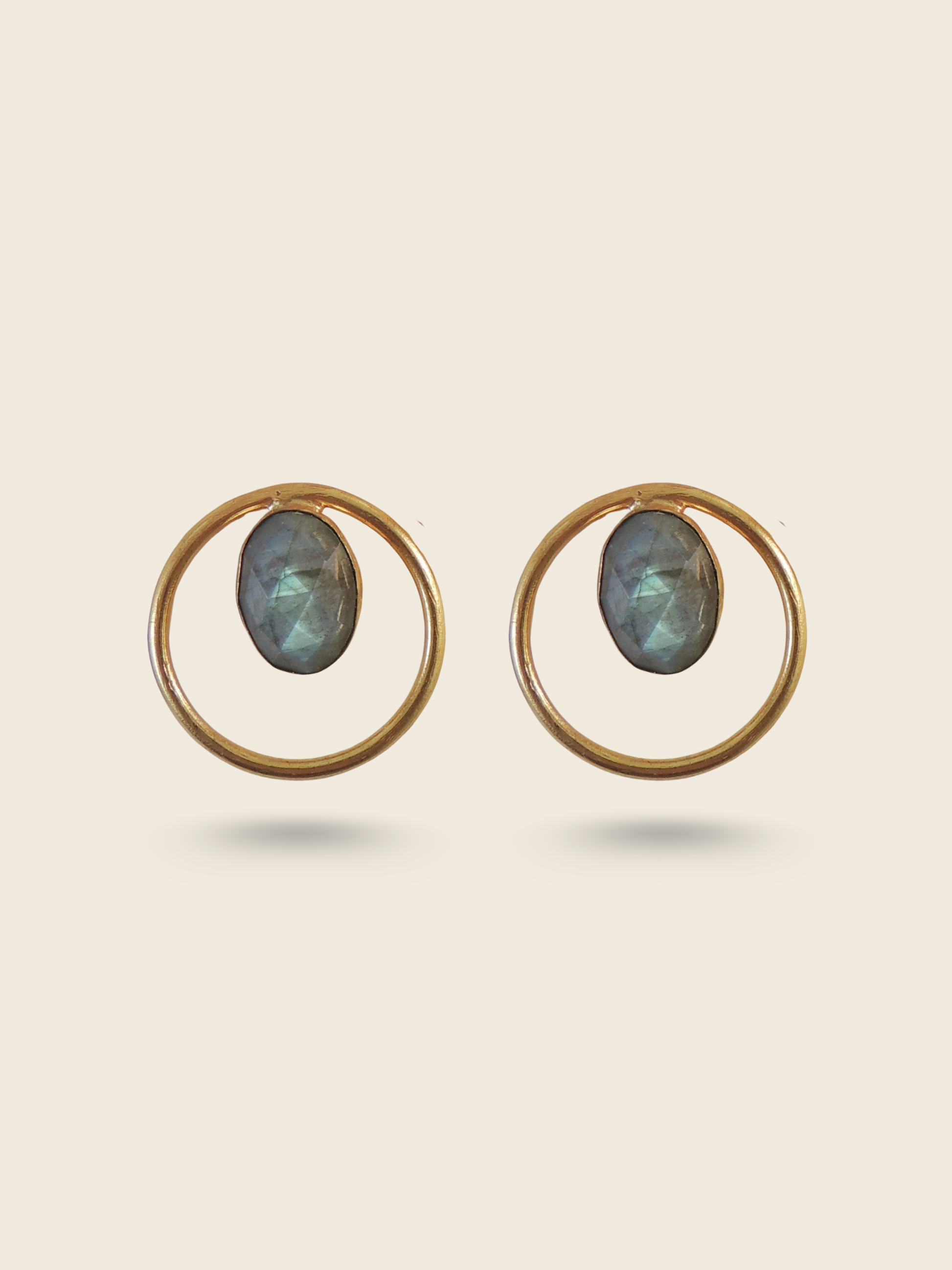 Natural Stone Gold Circle Studs