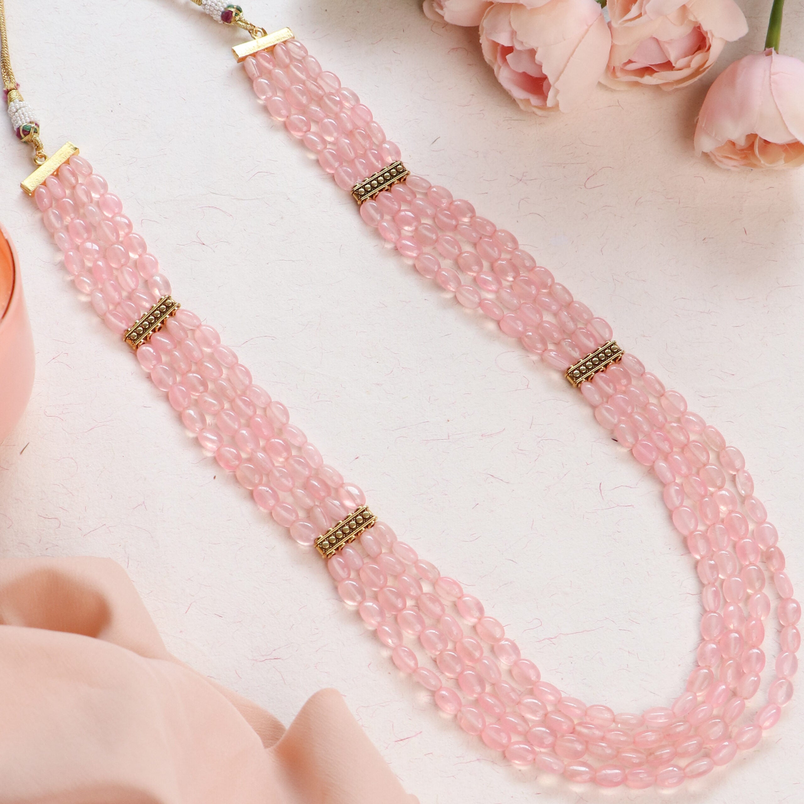 Buy PANASH Pink Beads Handcrafted Layered Necklace Online