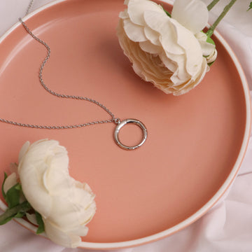 Round Pendant With Chain - Silver Plated