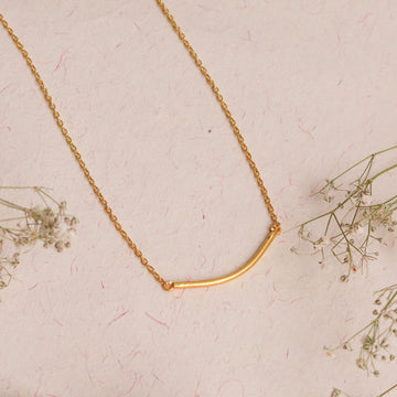 Gold Metal Bar Pendant Necklace