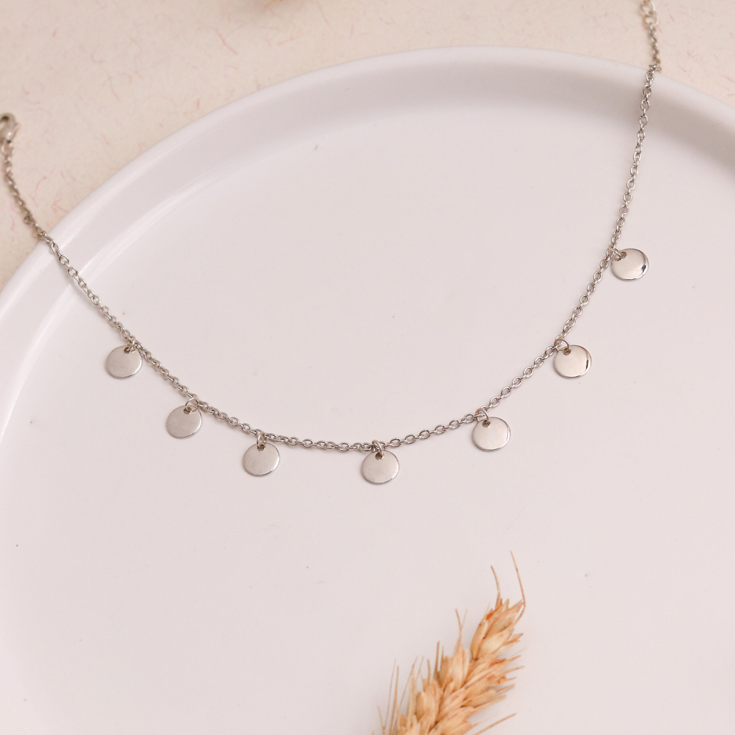 Buy Simple Silver Round Charm Chain | Neck Chain For Women | Johori