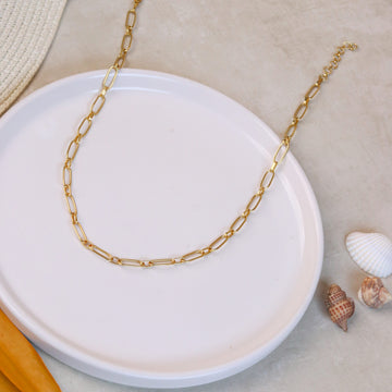 Paper Clip Chain Necklace - Gold Plated